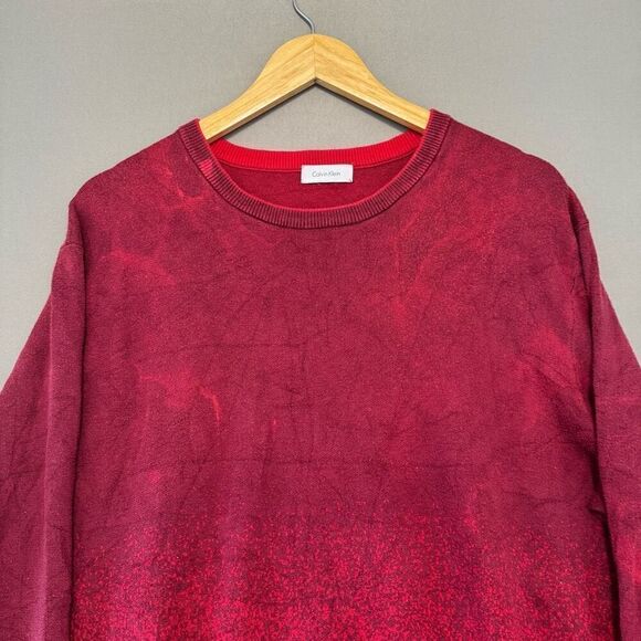 Calvin Klein Red Men’s Knit Sweater Splatter Style Size Large Cotton Blend - Picture 3 of 15